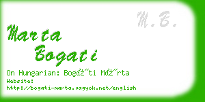 marta bogati business card